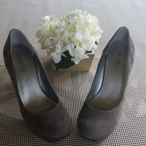 Guess Suede Round Toe Heels